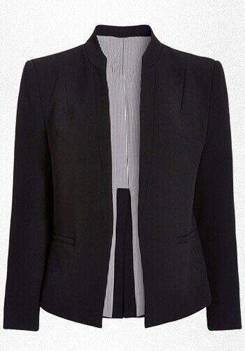 女士短款對(duì)襟黑色西服定